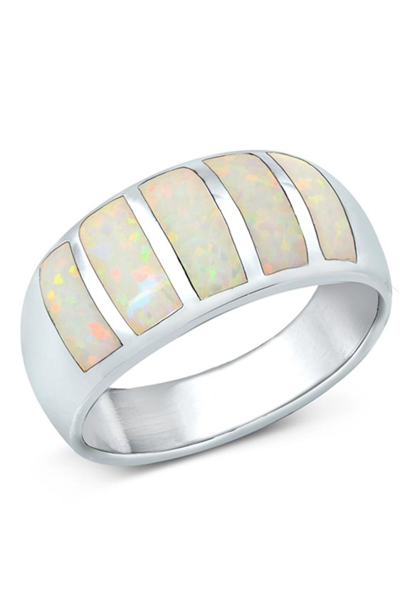 CHOOSE YOUR COLOR Modern Mosaic Line Ring .925 Sterling Silver Band White CZ Female Size 5