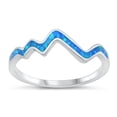 thumbnail image 1 of CHOOSE YOUR COLOR Modern Mountain Blue Simulated Opal Range Ring .925 Sterling Silver Band CZ Female Size 4, 1 of 4