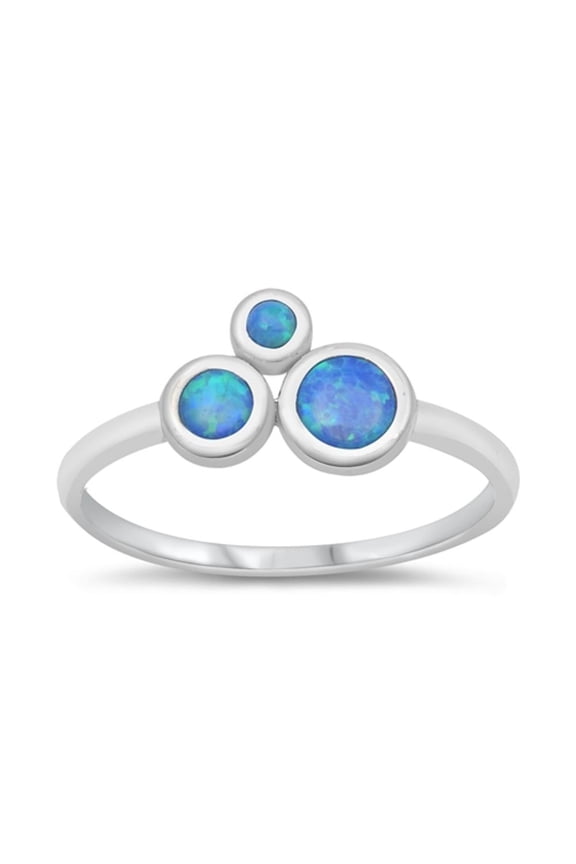 CHOOSE YOUR COLOR Modern Water Circle Bubble Ring .925 Sterling Silver Band Blue CZ Female Size 4