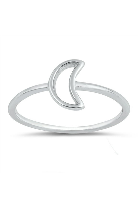 CHOOSE YOUR COLOR Moon Dainty Mystical Ring .925 Sterling Silver Band Jewelry Female Male Size 10