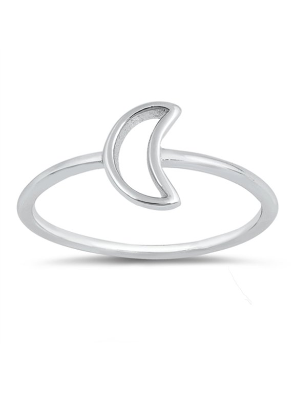 CHOOSE YOUR COLOR Moon Dainty Mystical Ring .925 Sterling Silver Band Jewelry Female Male Size 5