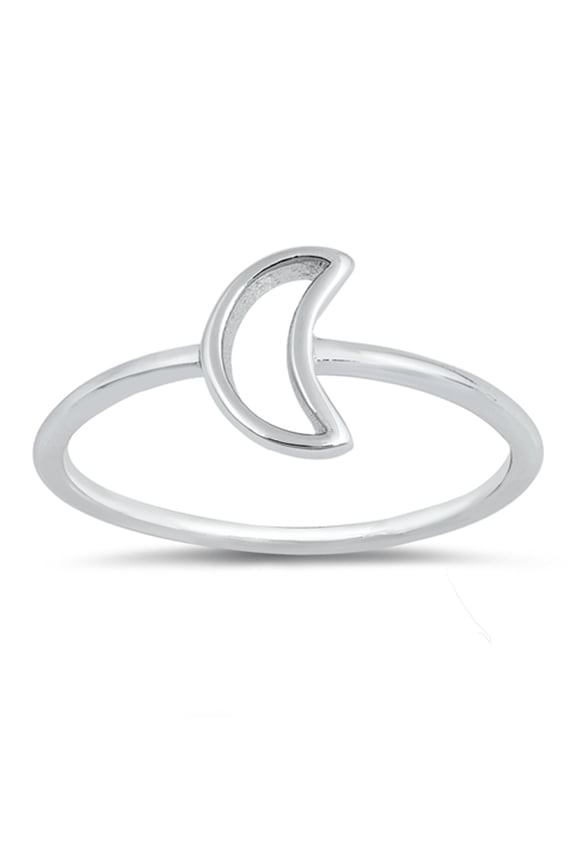 CHOOSE YOUR COLOR Moon Dainty Mystical Ring .925 Sterling Silver Band Jewelry Female Male Size 6
