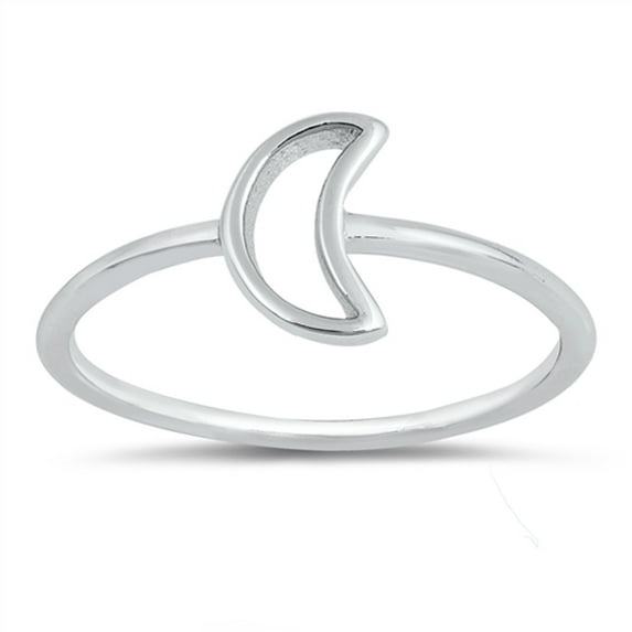CHOOSE YOUR COLOR Moon Dainty Mystical Ring .925 Sterling Silver Band Jewelry Female Male Size 9