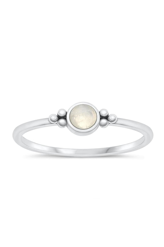 CHOOSE YOUR COLOR Moonstone Bali Ring .925 Sterling Silver Band White CZ Jewelry Female Size 4