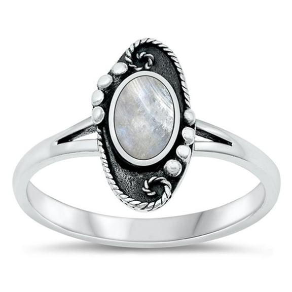CHOOSE YOUR COLOR Moonstone Boho Ring .925 Sterling Silver Band White CZ Jewelry Female Size 5