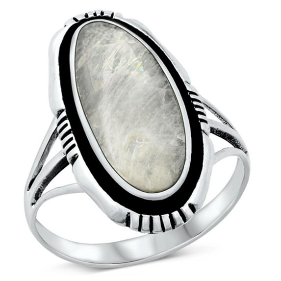 CHOOSE YOUR COLOR Moonstone Cocktail Ring .925 Chic Sterling Silver Band White CZ Female Size 10