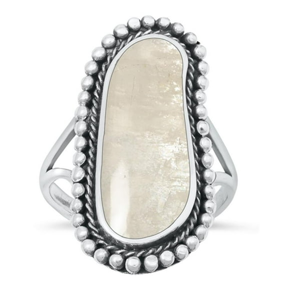CHOOSE YOUR COLOR Moonstone Cocktail Ring .925 Sterling Silver Band White CZ Female Size 9