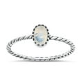 thumbnail image 1 of CHOOSE YOUR COLOR Moonstone High Polished Ring .925 Sterling Silver Band White CZ Female Size 5, 1 of 4