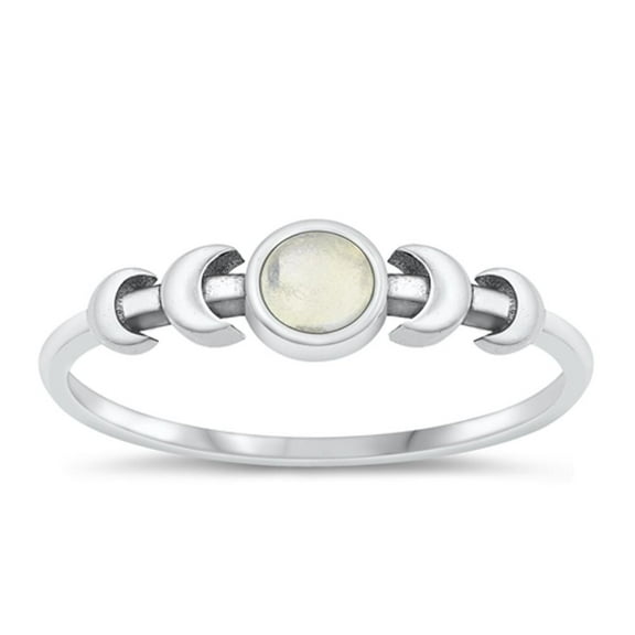 CHOOSE YOUR COLOR Moonstone Moon Ring .925 Sterling Silver Band White CZ Jewelry Female Size 6