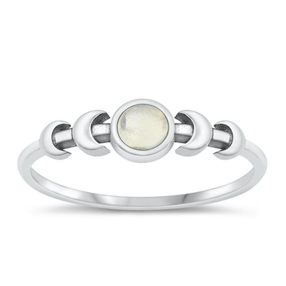 CHOOSE YOUR COLOR Moonstone Moon Ring .925 Sterling Silver Band White CZ Jewelry Female Size 8