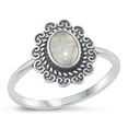 thumbnail image 1 of CHOOSE YOUR COLOR Moonstone Oxidized Bali Ring .925 Sterling Silver Band White CZ Female Size 9, 1 of 4