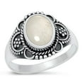 thumbnail image 1 of CHOOSE YOUR COLOR Moonstone Postmodern Bali Ring 925 Sterling Silver Band White CZ Female Size 9, 1 of 4