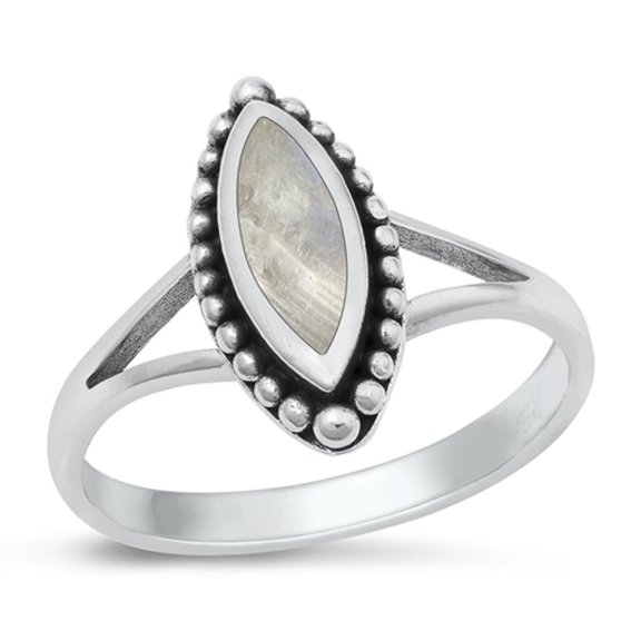 CHOOSE YOUR COLOR Moonstone Postmodern Ring .925 Sterling Silver Band White CZ Female Size 4