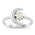 thumbnail image 1 of CHOOSE YOUR COLOR Moonstone Promise Moon & Star Ring .925 Sterling Silver Band White CZ Female Size 10, 1 of 4