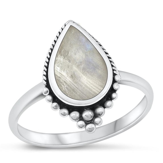CHOOSE YOUR COLOR Moonstone Ring .925 Sterling Bali Style Band White CZ Jewelry Female Size 6