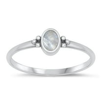 CHOOSE YOUR COLOR Moonstone Ring .925 Sterling Silver Bali Band White CZ Jewelry Female Size 10