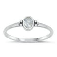 thumbnail image 1 of CHOOSE YOUR COLOR Moonstone Ring .925 Sterling Silver Bali Band White CZ Jewelry Female Size 4, 1 of 4