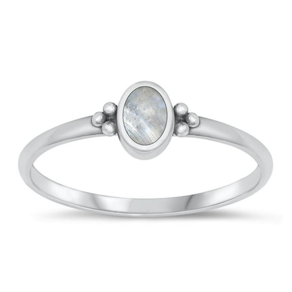 CHOOSE YOUR COLOR Moonstone Ring .925 Sterling Silver Bali Band White CZ Jewelry Female Size 8