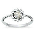 thumbnail image 1 of CHOOSE YOUR COLOR Moonstone Ring .925 Sterling Silver Bali Style Flower Band White CZ Female Size 8, 1 of 4