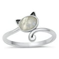 thumbnail image 1 of CHOOSE YOUR COLOR Moonstone Ring 925 Sterling Silver Cat Animal Spoon Band White CZ Female Size 4, 1 of 4