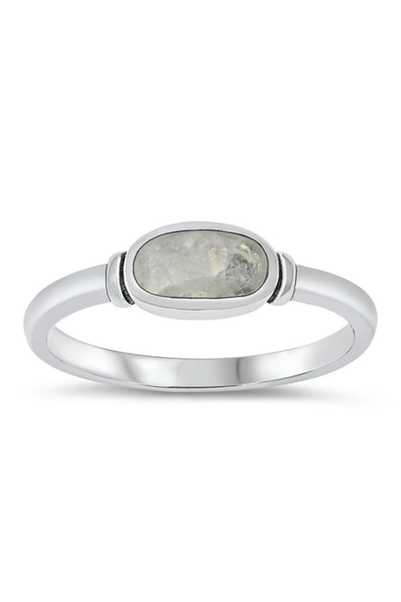 CHOOSE YOUR COLOR Moonstone Ring .925 Sterling Silver Oval Band White CZ Jewelry Female Size 8