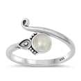 thumbnail image 1 of CHOOSE YOUR COLOR Moonstone Wholesale Oxidized Bali Ring .925 Sterling Silver Band White CZ Female Size 5, 1 of 4