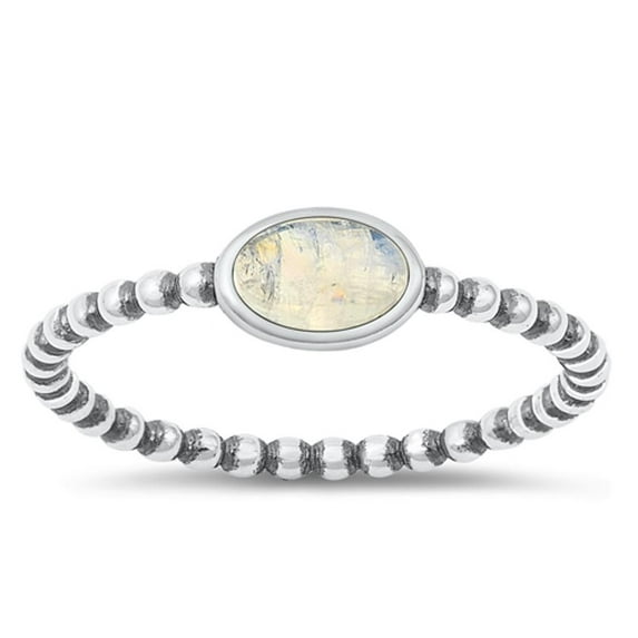 CHOOSE YOUR COLOR Moonstone Wholesale Ring 925 Sterling Silver Bali Style Band White CZ Female Size 7