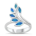 thumbnail image 1 of CHOOSE YOUR COLOR Mosaic Branch Leaf Peace Ring .925 Sterling Silver Band Blue CZ Female Size 10, 1 of 4