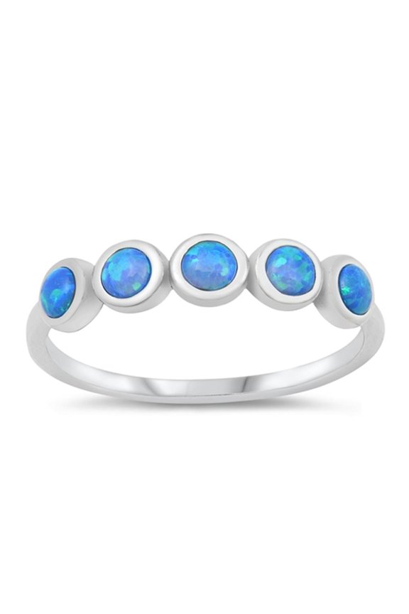 CHOOSE YOUR COLOR Mosaic Circle Ring .925 Sterling Silver Band Blue CZ Jewelry Female Size 4