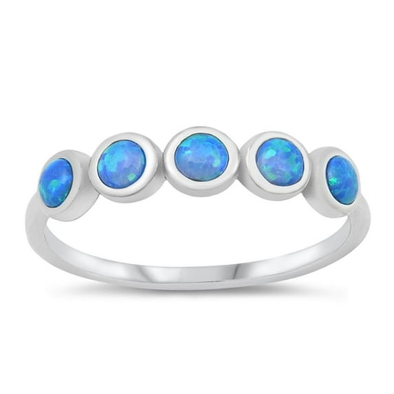 CHOOSE YOUR COLOR Mosaic Circle Ring .925 Sterling Silver Band Blue CZ Jewelry Female Size 6