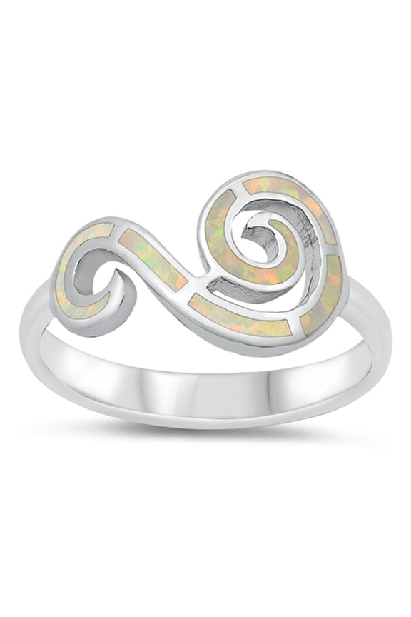 CHOOSE YOUR COLOR Mosaic Wave Wind Swirl Ring .925 Sterling Silver Band White CZ Female Size 5