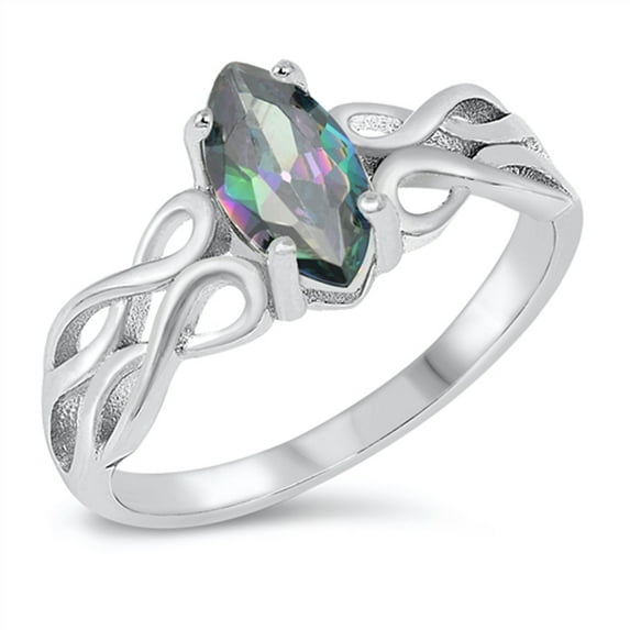 CHOOSE YOUR COLOR Multi-color CZ Celtic Infinity Ring .925 Sterling Silver Band Black Female Size 7