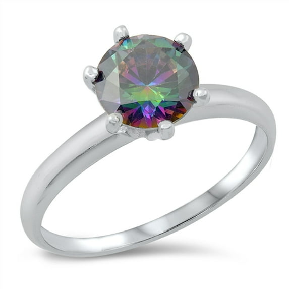 CHOOSE YOUR COLOR Multi-color CZ Elegant Ring .925 Sterling Silver Band Black Female Size 10