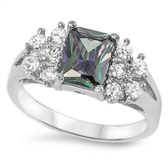 CHOOSE YOUR COLOR Multi-color CZ Elegant Ring .925 Sterling Silver Band Black Female Size 6