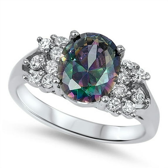 CHOOSE YOUR COLOR Multi-color CZ Elegant Ring .925 Sterling Silver Band Black Female Size 9