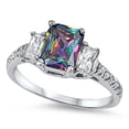 thumbnail image 1 of CHOOSE YOUR COLOR Multi-color CZ Elegant Ring Sterling Silver Band Black 925 Female Size 9, 1 of 4