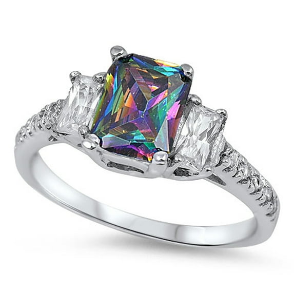 CHOOSE YOUR COLOR Multi-color CZ Elegant Ring Sterling Silver Band Black 925 Female Size 9