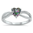 thumbnail image 1 of CHOOSE YOUR COLOR Multi-color CZ Heart Wholesale Ring .925 Sterling Silver Band Black Female Size 5, 1 of 4