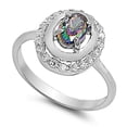 thumbnail image 1 of CHOOSE YOUR COLOR Multi-color CZ Modern Deco Elegant Ring .925 Sterling Silver Band Black Female Size 10, 1 of 4