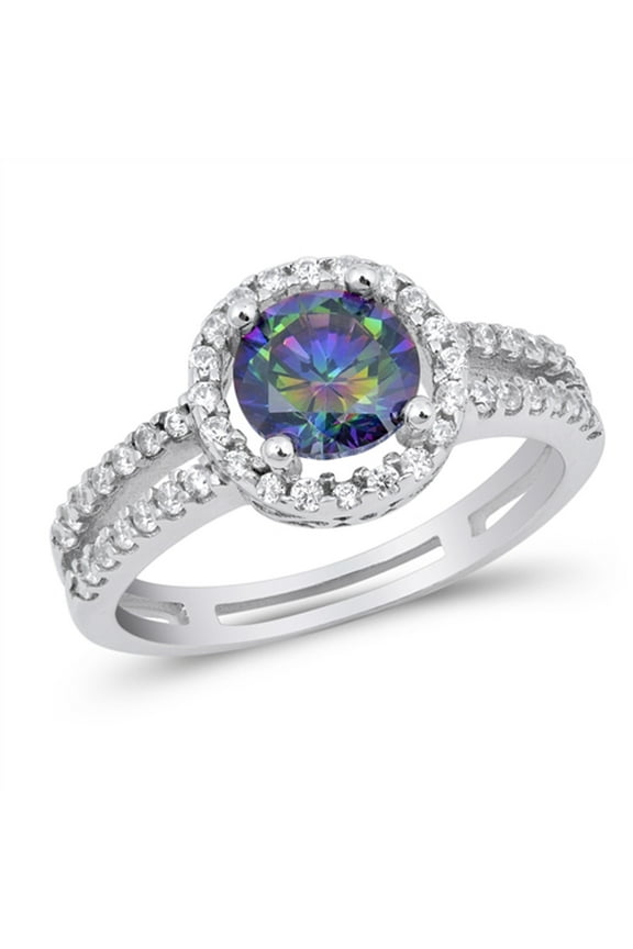 CHOOSE YOUR COLOR Multi-color CZ Solitaire Statement Ring .925 Sterling Silver Band Black Female Size 5