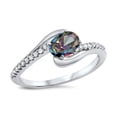 thumbnail image 1 of CHOOSE YOUR COLOR Multi-color CZ Wavy Promise Ring .925 Sterling Silver Band Black Female Size 5, 1 of 4