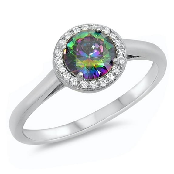 CHOOSE YOUR COLOR Multi-color CZ Wholesale Halo Engagement Sterling Silver Ring Black Female Size 5