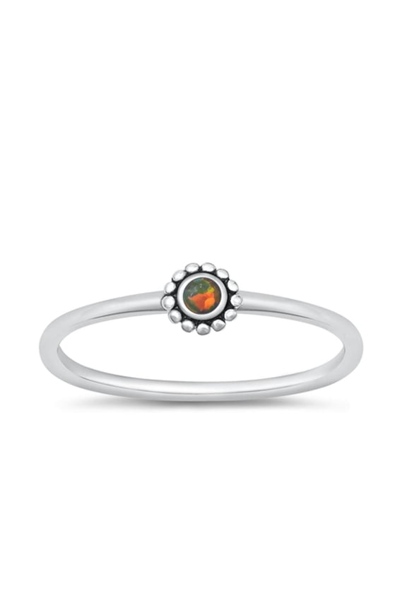 CHOOSE YOUR COLOR Mystic Simulated Opal Bali Ring .925 Sterling Silver Band Black CZ Female Size 4