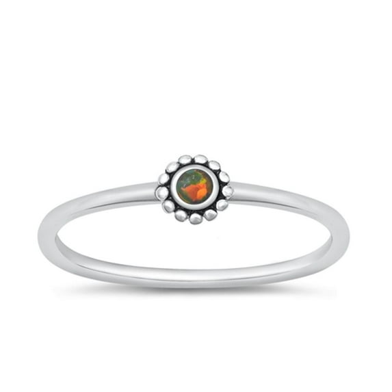 CHOOSE YOUR COLOR Mystic Simulated Opal Bali Ring .925 Sterling Silver Band Black CZ Female Size 7