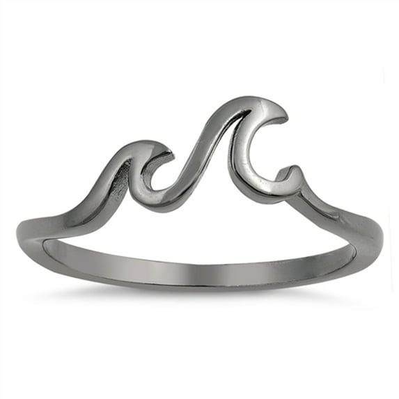 CHOOSE YOUR COLOR Ocean Triple Wave Sea Thumb Swirl Ring .925 Sterling Silver Band Jewelry Female Size 4