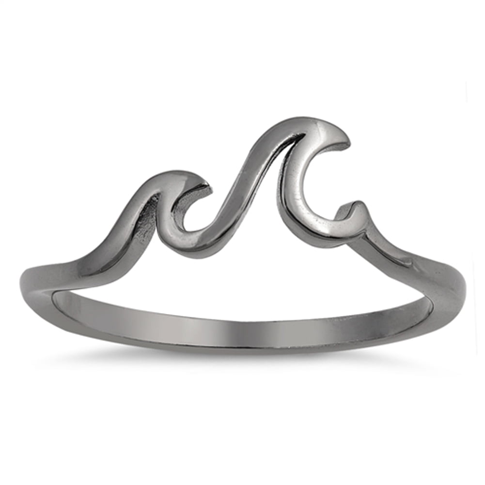 CHOOSE YOUR COLOR Ocean Triple Wave Sea Thumb Swirl Ring .925 Sterling ...