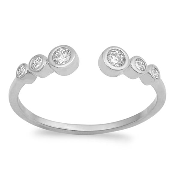 CHOOSE YOUR COLOR Open Journey White CZ Flexible Ring 925 Sterling Silver Band Female Size 6