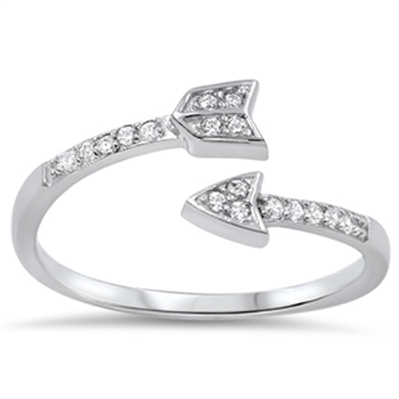 CHOOSE YOUR COLOR Open Pointed Arrow White CZ Ring 925 Sterling Silver Band Female Size 10