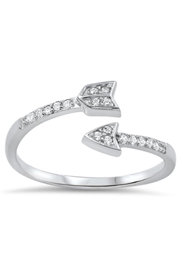 CHOOSE YOUR COLOR Open Pointed Arrow White CZ Ring 925 Sterling Silver Band Female Size 4