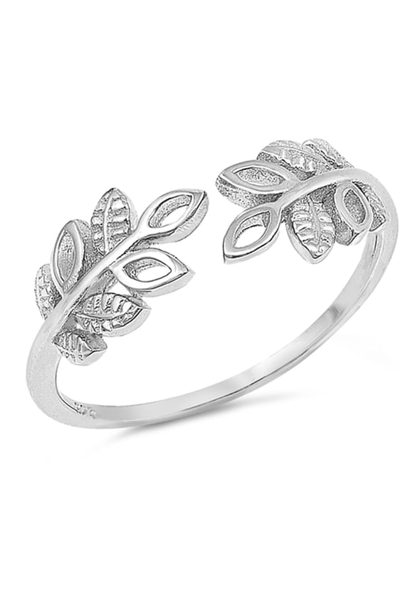 CHOOSE YOUR COLOR Open Tree Branch Leaf Ring .925 Sterling Silver Adjustable Thumb Band Female Size 4